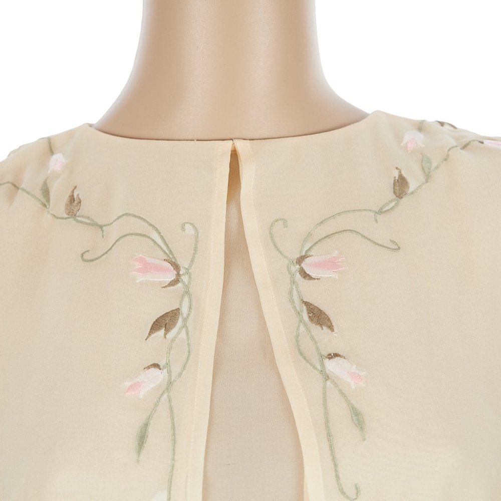 Vintage Deadstock Cullinane 100% Silk Embroidered Blouse Size 6 NOS - Picture 2 of 12